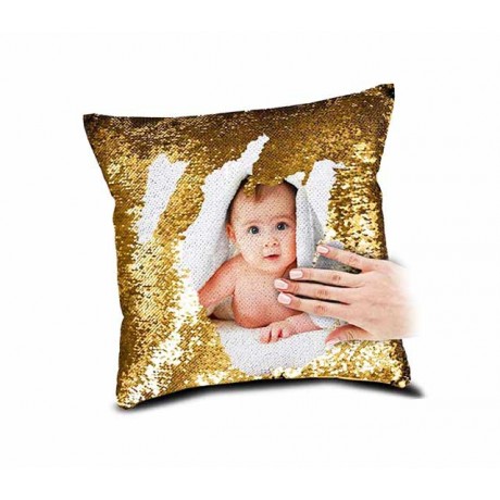 Customize Personalize White Golden Magic Pillow Photo/Text Pillow & Cushion (16inchx16inch)