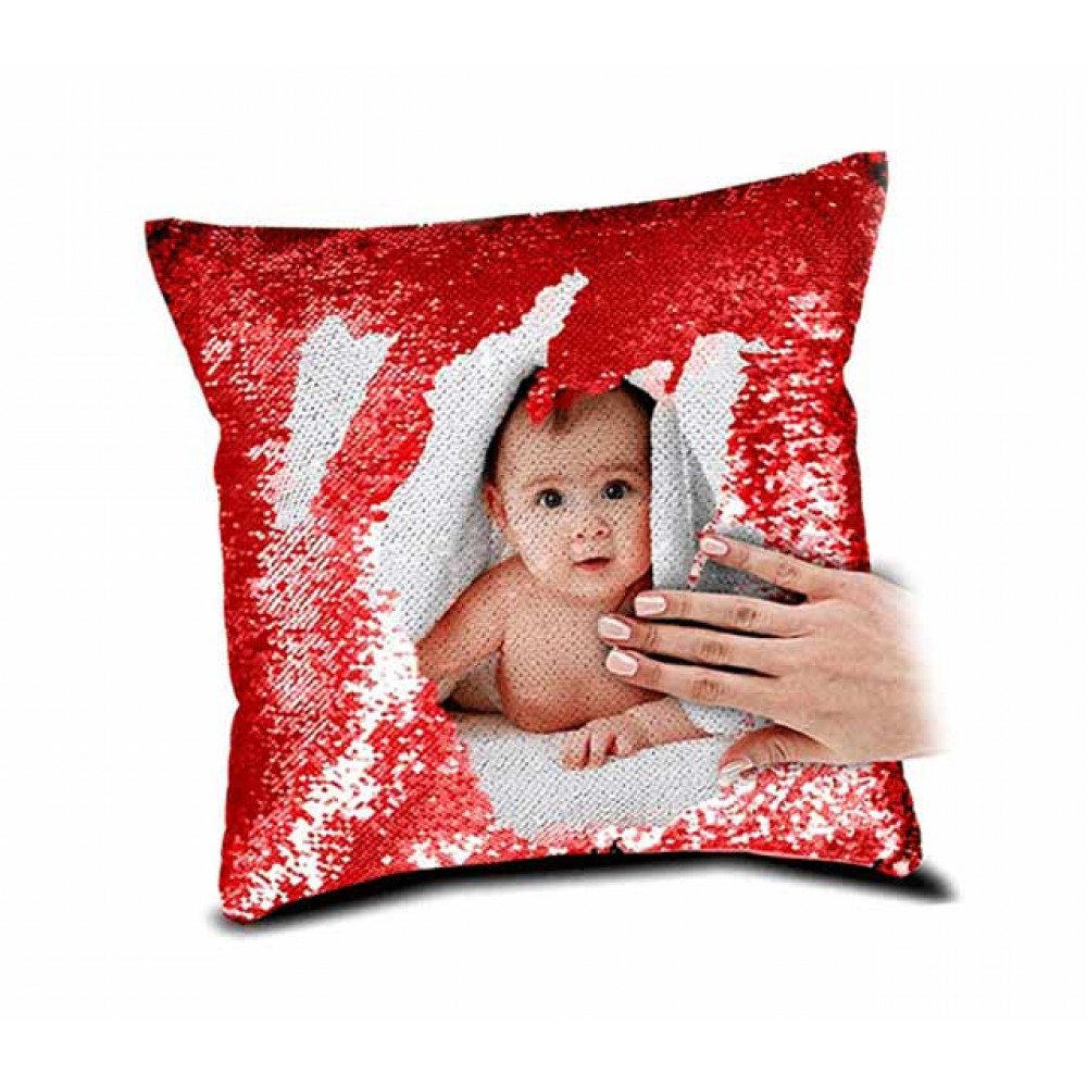 Customize Personalize White Red Magic Pillow Photo/Text Pillow & Cushion (16inchx16inch)